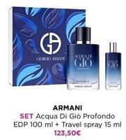 Promotions Armani set acqua di gio profondo edp + travel spray - Armani - Valide de 27/05/2024 à 09/06/2024 chez ICI PARIS XL