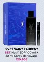 Promotions Yves saint laurent set myslf edp + spray de voyage - Yves Saint Laurent - Valide de 27/05/2024 à 09/06/2024 chez ICI PARIS XL
