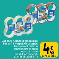 Promotions Lot de 6 rubans d’emballage set van 6 verpakkingstapes - Kinzo - Valide de 28/05/2024 à 10/06/2024 chez Cora