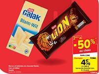 Promotions Barres de chocolat lion - Nestlé - Valide de 29/05/2024 à 04/06/2024 chez Carrefour