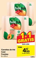 Promotions Canettes de thé froid fuzetea - FuzeTea - Valide de 29/05/2024 à 04/06/2024 chez Carrefour