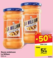 Promotions Sauce andalouse la william - La William - Valide de 29/05/2024 à 04/06/2024 chez Carrefour