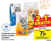 Promotions Croquettes pour chats au boeuf et aux légumes - Produit maison - Carrefour  - Valide de 29/05/2024 à 04/06/2024 chez Carrefour