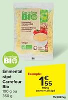 Promotions Emmental râpé carrefour bio - Produit maison - Carrefour  - Valide de 29/05/2024 à 10/06/2024 chez Carrefour