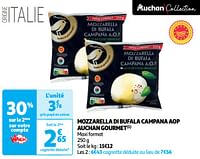 Promoties Mozzarella di bufala campana aop auchan gourmet - Huismerk - Auchan - Geldig van 28/05/2024 tot 02/06/2024 bij Auchan