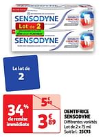 Promoties Dentifrice sensodyne - Sensodyne - Geldig van 28/05/2024 tot 02/06/2024 bij Auchan