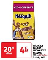 Promotions Recharge poudre chocolatée nesquik - Nestlé - Valide de 28/05/2024 à 02/06/2024 chez Auchan Ronq