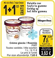 Promotions Crème glacée - roomijs pint - Haagen-Dazs - Valide de 28/05/2024 à 03/06/2024 chez Cora