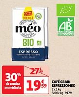 Promoties Café grain espresso meo - Meo - Geldig van 28/05/2024 tot 03/06/2024 bij Auchan