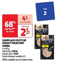 Promoties Soupe aux filets de poulet pour chat sheba - Sheba - Geldig van 28/05/2024 tot 03/06/2024 bij Auchan