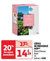 Promoties Côtes de provence aop pierre chanau rosé - Rosé wijnen - Geldig van 28/05/2024 tot 03/06/2024 bij Auchan