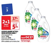 Promoties Lessive liquide active+ odor defense ariel - Ariel - Geldig van 28/05/2024 tot 03/06/2024 bij Auchan
