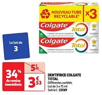 Promoties Dentifrice colgate total - Colgate - Geldig van 28/05/2024 tot 03/06/2024 bij Auchan