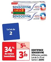 Promoties Dentifrice sensodyne - Sensodyne - Geldig van 28/05/2024 tot 03/06/2024 bij Auchan
