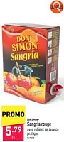 Promotions Sangria rouge - Don Simon - Valide de 05/06/2024 à 09/06/2024 chez Aldi