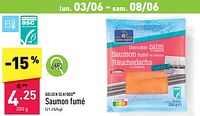 Promotions Saumon fumé - Golden Seafood - Valide de 03/06/2024 à 08/06/2024 chez Aldi
