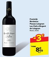 Promoties Bordeaux pessac-léognan les clefs d’argent de léognan rood - Rode wijnen - Geldig van 29/05/2024 tot 10/06/2024 bij Carrefour