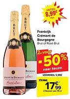 Promoties Crémant de bourgogne brut of rosé brut - Schuimwijnen - Geldig van 29/05/2024 tot 10/06/2024 bij Carrefour
