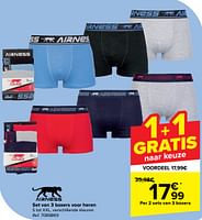 Promoties Set van 3 boxers voor heren - Airness - Geldig van 29/05/2024 tot 10/06/2024 bij Carrefour