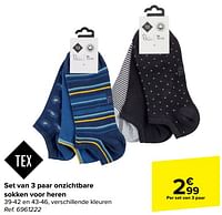 Promoties Set van 3 paar onzichtbare sokken voor heren - Tex - Geldig van 29/05/2024 tot 10/06/2024 bij Carrefour