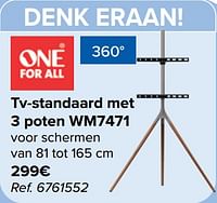 Promoties Tv-standaard met 3 poten wm7471 - Oneforall - Geldig van 29/05/2024 tot 10/06/2024 bij Carrefour