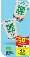Promoties Bio yoghurt natuur high protein - Pur Natur - Geldig van 29/05/2024 tot 10/06/2024 bij Carrefour