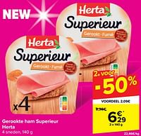 Promoties Gerookte ham superieur herta - Herta - Geldig van 29/05/2024 tot 10/06/2024 bij Carrefour