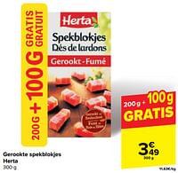 Promoties Gerookte spekblokjes herta - Herta - Geldig van 29/05/2024 tot 10/06/2024 bij Carrefour
