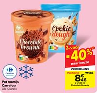 Promoties Pot roomijs carrefour chocolate brownie - Huismerk - Carrefour  - Geldig van 29/05/2024 tot 10/06/2024 bij Carrefour