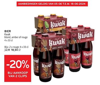 Promoties Bier kwak rouge - Kwak - Geldig van 05/06/2024 tot 18/06/2024 bij Alvo