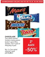 Promoties Chocolade twix salted caramel - Twix - Geldig van 05/06/2024 tot 18/06/2024 bij Alvo