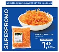Promoties Geraspte wortelen planty fresh - Huismerk - Alvo - Geldig van 05/06/2024 tot 18/06/2024 bij Alvo