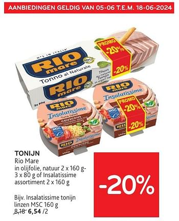 Promoties Insalatissime tonijn linzen msc - Rio Mare - Geldig van 05/06/2024 tot 18/06/2024 bij Alvo