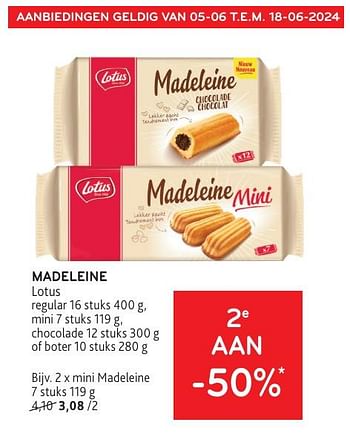 Promoties Mini madeleine - Lotus Bakeries - Geldig van 05/06/2024 tot 18/06/2024 bij Alvo