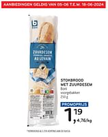 Promoties Stokbrood met zuurdesem boni - Boni - Geldig van 05/06/2024 tot 18/06/2024 bij Alvo
