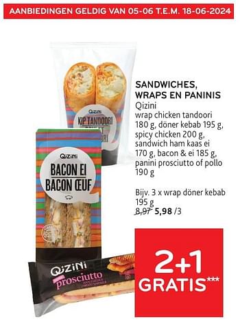 Promoties Wrap döner kebab - Qizini - Geldig van 05/06/2024 tot 18/06/2024 bij Alvo