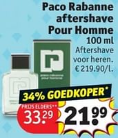Promoties Paco rabanne aftershave pour homme - Paco Rabanne - Geldig van 28/05/2024 tot 09/06/2024 bij Kruidvat