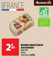 Promotions Beurre moulé doux auchan bio - Produit Maison - Auchan Ronq - Valide de 28/05/2024 à 03/06/2024 chez Auchan Ronq