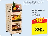 Promoties Set van 3 houten kistjes - Huismerk - Carrefour  - Geldig van 29/05/2024 tot 10/06/2024 bij Carrefour
