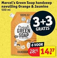 Promoties Marcel`s green soap handzeep navulling orange + jasmine - Marcel's Green Soap - Geldig van 28/05/2024 tot 09/06/2024 bij Kruidvat