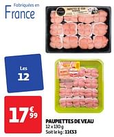 Promoties Paupiettes de veau - Huismerk - Auchan - Geldig van 28/05/2024 tot 03/06/2024 bij Auchan