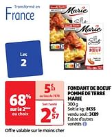 Promoties Fondant de boeuf pomme de terre marie - Marie - Geldig van 28/05/2024 tot 03/06/2024 bij Auchan