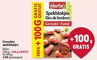 Promoties Gerookte spekblokjes herta - Herta - Geldig van 30/05/2024 tot 05/06/2024 bij Delhaize