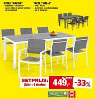 Promoties 6 stoel calvia + tafel melia - Garden Plus  - Geldig van 29/05/2024 tot 09/06/2024 bij Hubo