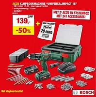 Promoties Bosch accu klopboormachine “universalimpact 18 - Bosch - Geldig van 29/05/2024 tot 09/06/2024 bij Hubo