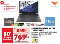 Promotions Portable gamer hp victus 15-fb0220nf - HP - Valide de 28/05/2024 à 16/06/2024 chez Auchan Ronq