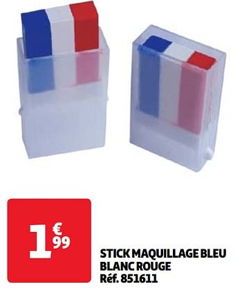 Promotions Stick maquillage bleu blanc rouge - Produit Maison - Auchan Ronq - Valide de 28/05/2024 à 16/06/2024 chez Auchan Ronq