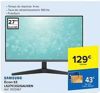 Promotions Samsung écran s3 ls27c332gauxen - Samsung - Valide de 29/05/2024 à 10/06/2024 chez Carrefour