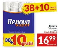 Promoties Renova tolletpapier super - Renova - Geldig van 28/05/2024 tot 02/06/2024 bij Intermarche