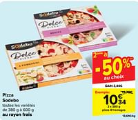 Promotions Pizza 4 fromages - Sodebo - Valide de 29/05/2024 à 10/06/2024 chez Carrefour